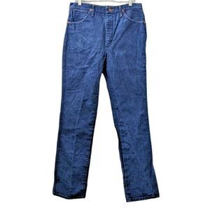 Wrangler Cowboy Cut Slim Rigid Denim Blue Jeans USA Made 35x34 100% Cotton 03
